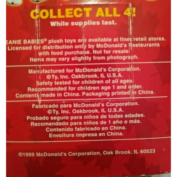 Ty Beanie Babies Maple The Bear w Errors NIB McDonalds Charities Rare & Retired - Picture 6 of 8